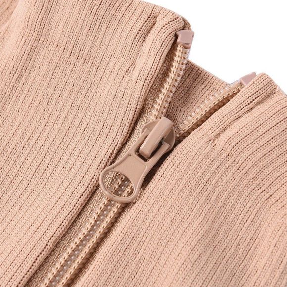 Zipper Compression Socks with Open Toe (XXL) Tan 95% Nylon 5% - Picture 6 of 9